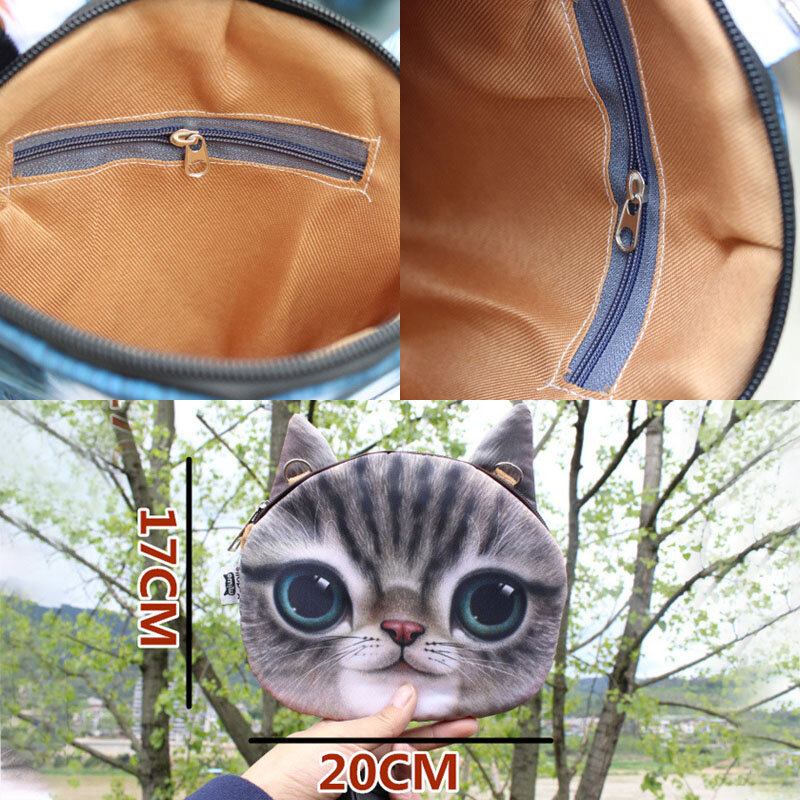 Kvinder Tegneserie 3d Cat Head Personality Sød Skuldertaske Crossbody Taske