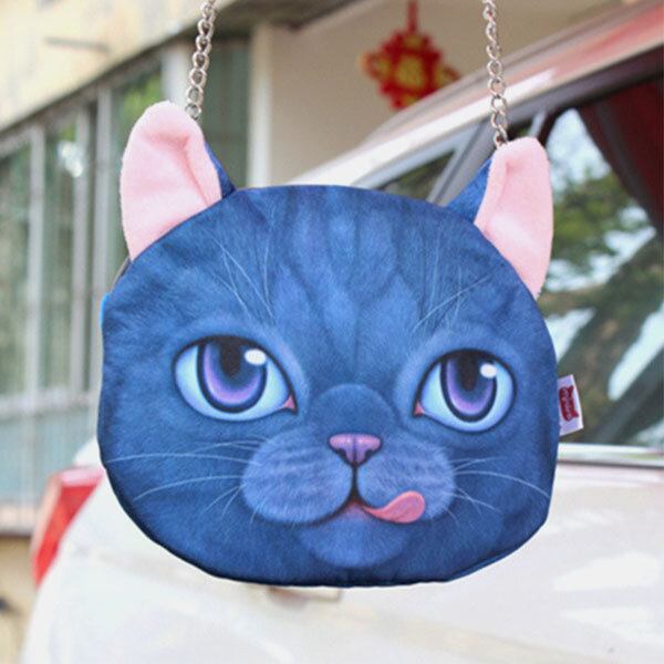 Kvinder Tegneserie 3d Cat Head Personality Sød Skuldertaske Crossbody Taske