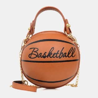 Kvinder Unikt Design Basketball Fodbold Look Mini Rund Taske Hangbag Mode Justerbar Skuldertaske Cross Body Taske