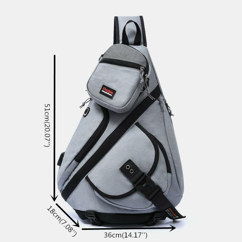 Mænd 2 Stk Usb-opladningshovedtelefoner Stor Kapacitet Multifunktion Vandtæt Crossbody-taske Brysttaske Sling Bag