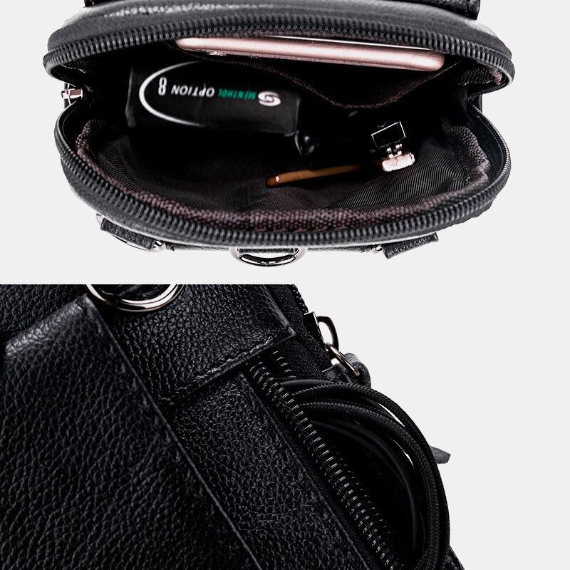 Mænd Ægte Læder 6.3 Tommer Telefonholder Bæltetaske Crossbody Taske