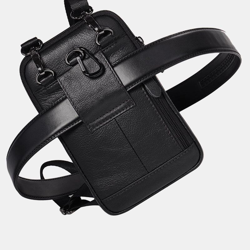 Mænd Ægte Læder 6.3 Tommer Telefonholder Bæltetaske Crossbody Taske