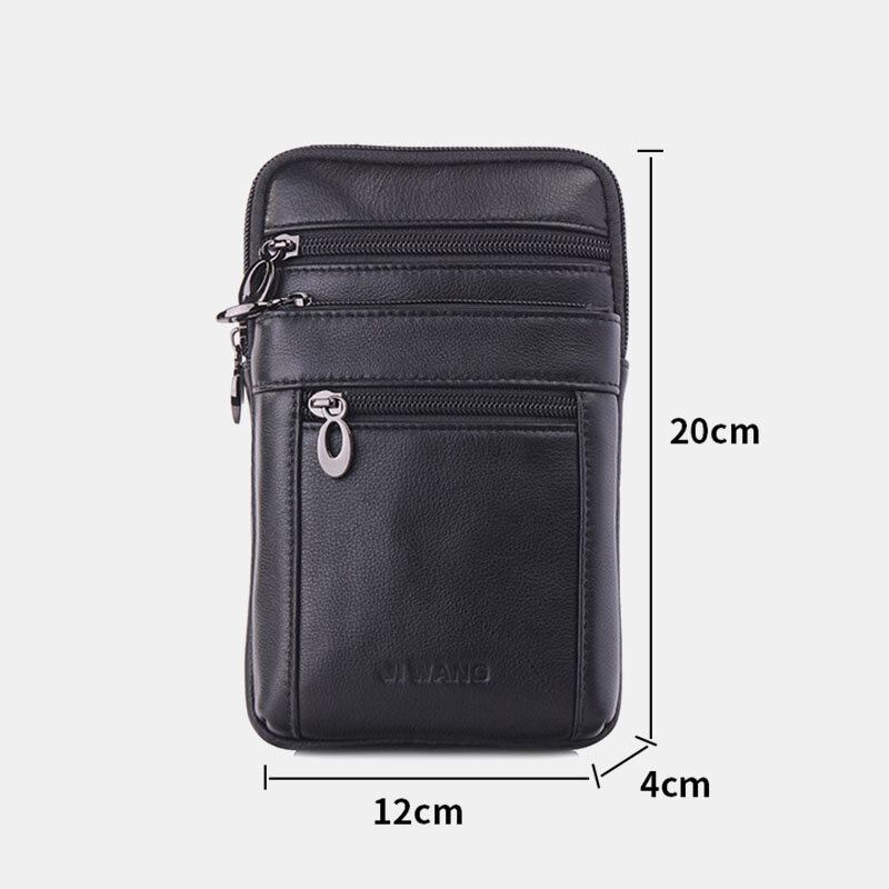 Mænd Ægte Læder 7 Tommer Telefontaske Taljetaske Bæltetaske Skuldertaske Crossbody Taske