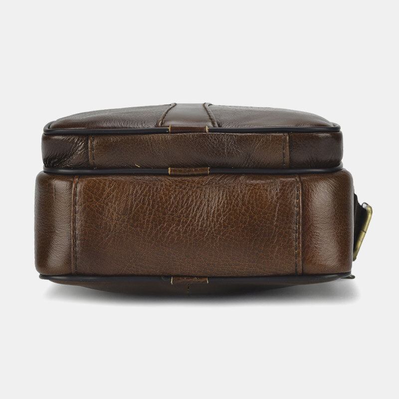 Mænd Ægte Læder Business Casual Ensfarvet Læder Skuldertaske Crossbody Taske