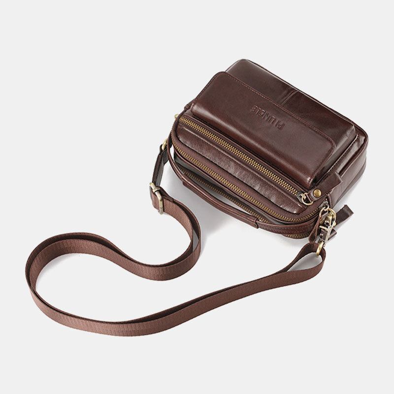 Mænd Ægte Læder Multifunktion Multi-bære 6.5 Tommer Telefontaske Crossbody Taske Taljetaske