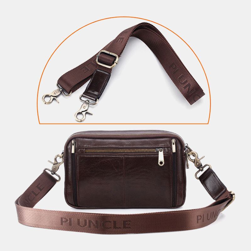 Mænd Ægte Læder Multifunktion Retro Skuldertaske Taljetaske Cross Body Taske