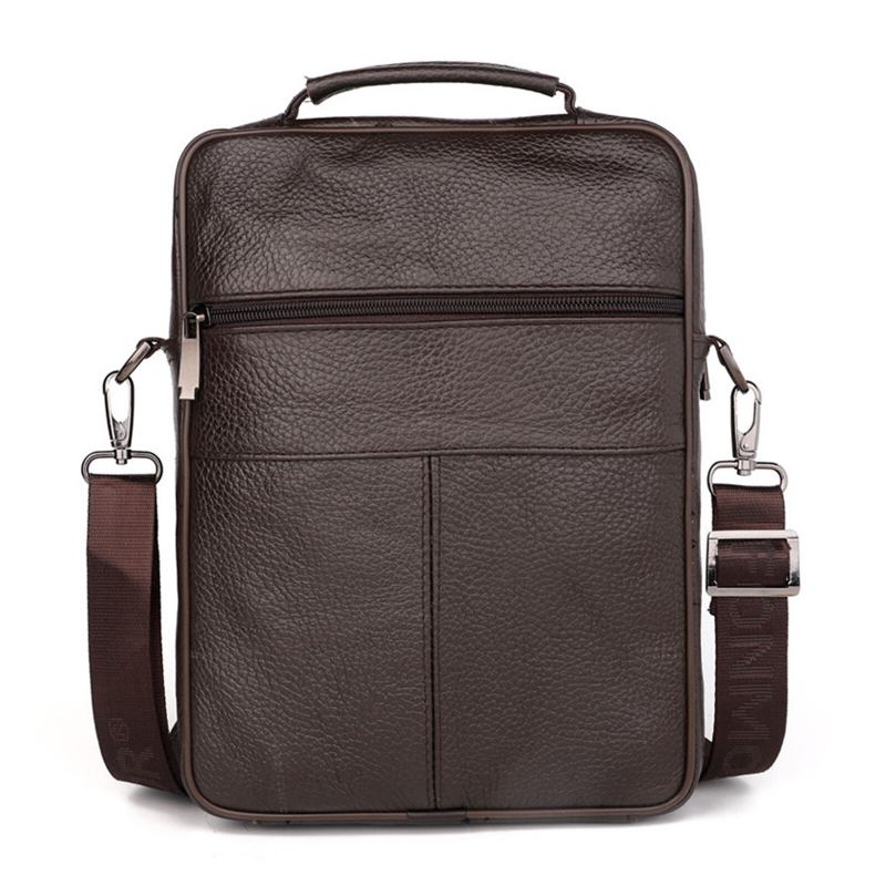 Mænd Ægte Læder Multifunktionel Crossbody Taske Business Casual Multi-lomme Lynlås Skulder Crossbody Taske