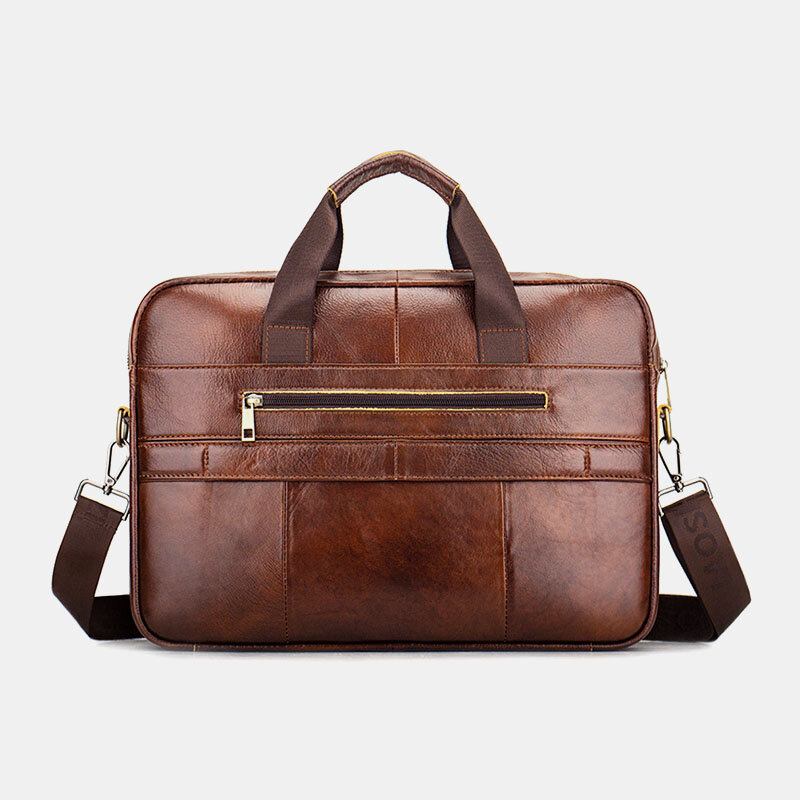 Mænd Ægte Læder Retro Business Multifunktion 13 Tommer Bærbar Taske Håndtaske Briefcase Crossbody Taske