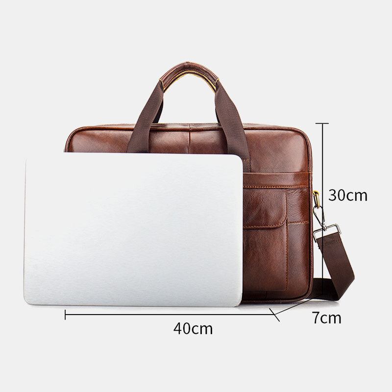 Mænd Ægte Læder Retro Business Multifunktion 13 Tommer Bærbar Taske Håndtaske Briefcase Crossbody Taske