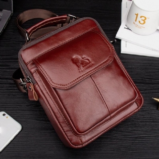 Mænd Ægte Læder Retro Business Læder Skuldertaske Crossbody Taske