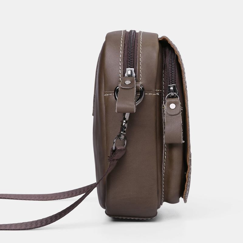 Mænd Ægte Læder Slidfast Vintage Kohud Crossbody Tasker Med Stor Kapacitet Skuldertaske Enkel Taske