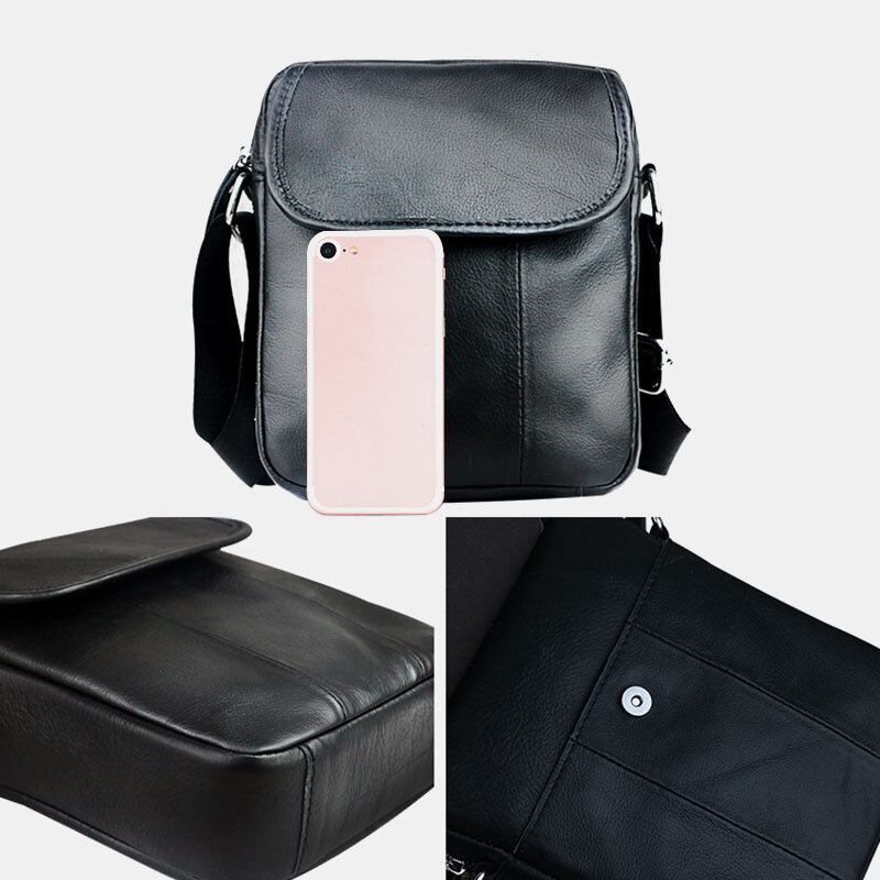 Mænd Ægte Læder Vandtæt Multifunktion Anti-tyveri Casual Crossbody Taske Skuldertaske