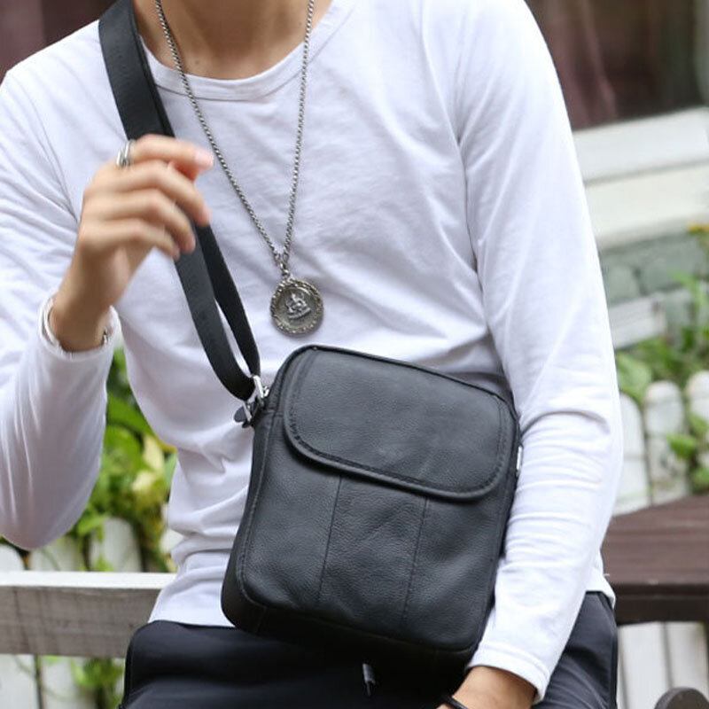 Mænd Ægte Læder Vandtæt Multifunktion Anti-tyveri Casual Crossbody Taske Skuldertaske