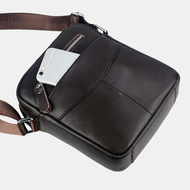 Mænd Ægte Læder Vandtæt Multifunktion Multi-layer Crossbody Taske Skuldertaske