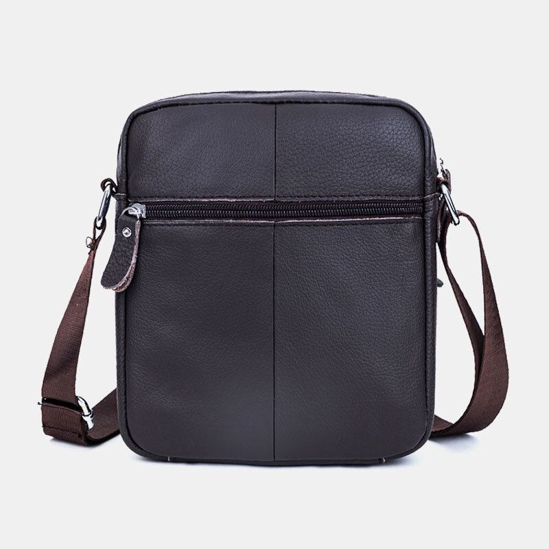 Mænd Ægte Lædervævet Vandtæt Multifunktions Multi-lags Crossbody Taske Skuldertaske