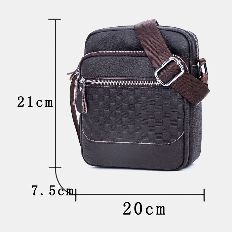 Mænd Ægte Lædervævet Vandtæt Multifunktions Multi-lags Crossbody Taske Skuldertaske