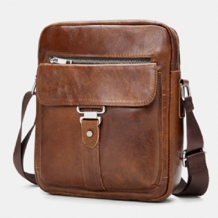 Mænd Business Retro Ægte Læder Vandtæt Slidfast Crossbody Taske