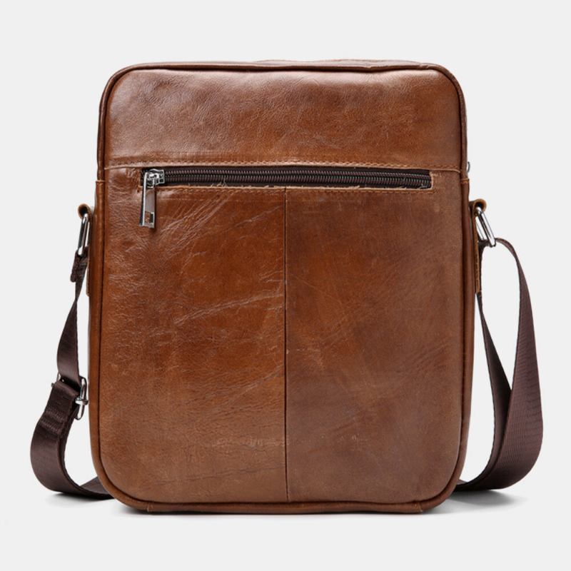 Mænd Business Retro Ægte Læder Vandtæt Slidfast Crossbody Taske