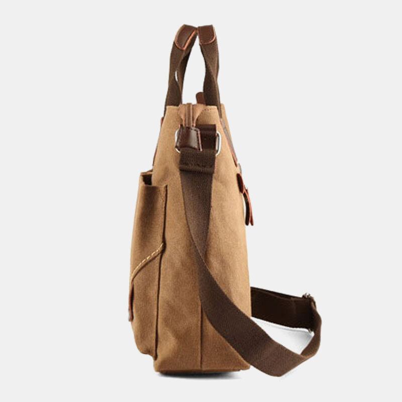 Mænd Canvas Multi-lomme Slidfaste Crossbody-tasker Retro Casual Stor Kapacitet Lynlås Skuldertaske Håndtaske