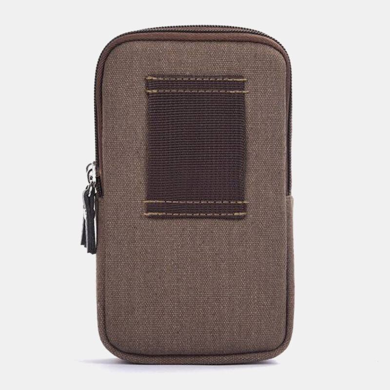 Mænd Canvas Multi-pocket Outdoor Sports 6.3 Tommer Telefontaske Taljetaske Sling Bag