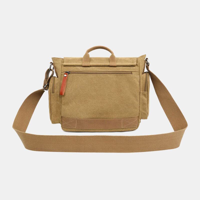 Mænd Canvas Multi-rums Afslappet Skuldertaske Med Flere Lommer Messenger Taske Crossbody Tasker Håndtaske