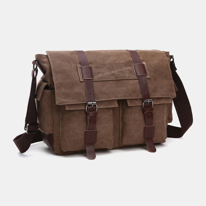 Mænd Canvas Ryg Tyverisikret Lynlåslomme Crossbody-tasker Casual Stor Kapacitet 6.3 Tommer Telefontaske Skuldertaske