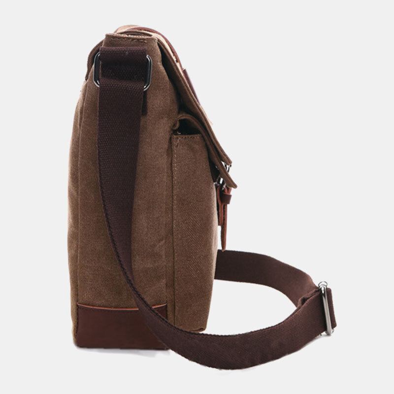 Mænd Canvas Ryg Tyverisikret Lynlåslomme Crossbody-tasker Casual Stor Kapacitet 6.3 Tommer Telefontaske Skuldertaske