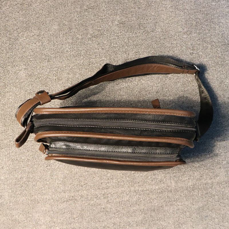 Mænd Casual Blødt Læderryg Anti-tyveri Lomme Crossbody Tasker Messenger Skuldertaske