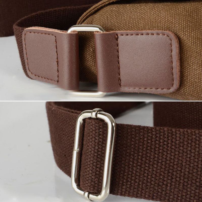 Mænd Dobbelt Frontlomme Med Stor Kapacitet Crossbody-taske Retro Canvas Vandret Ensfarvet Anti-tyveri Skuldertaske