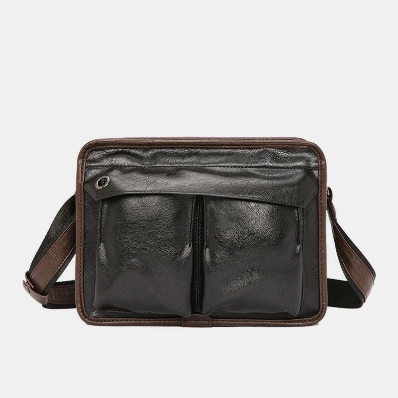 Mænd Dobbeltlags Crossbody Tasker Med Flere Lommer Mode Afslappet Hovedtelefon Huldesign 14 Tommer Bærbar Taske Skuldertaske