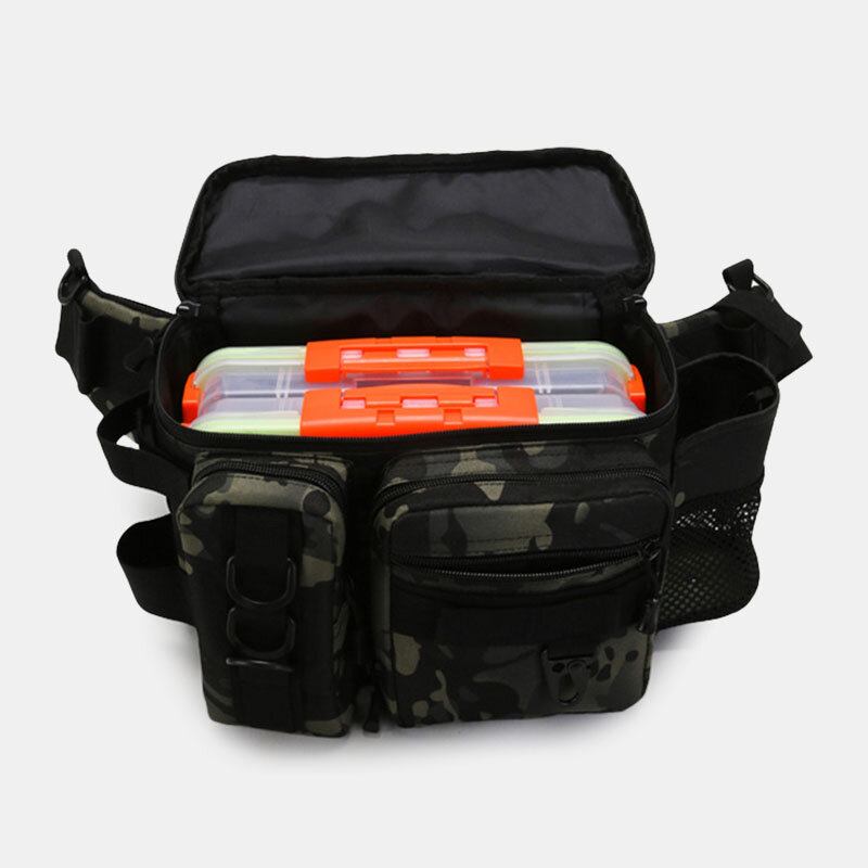 Mænd Fish Taske Multi-lommer Outdoor Tactical Taske Crossbody Taske Taljetaske Oxford Camo Mønster