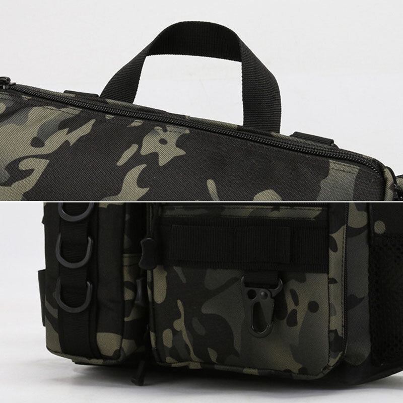 Mænd Fish Taske Multi-lommer Outdoor Tactical Taske Crossbody Taske Taljetaske Oxford Camo Mønster