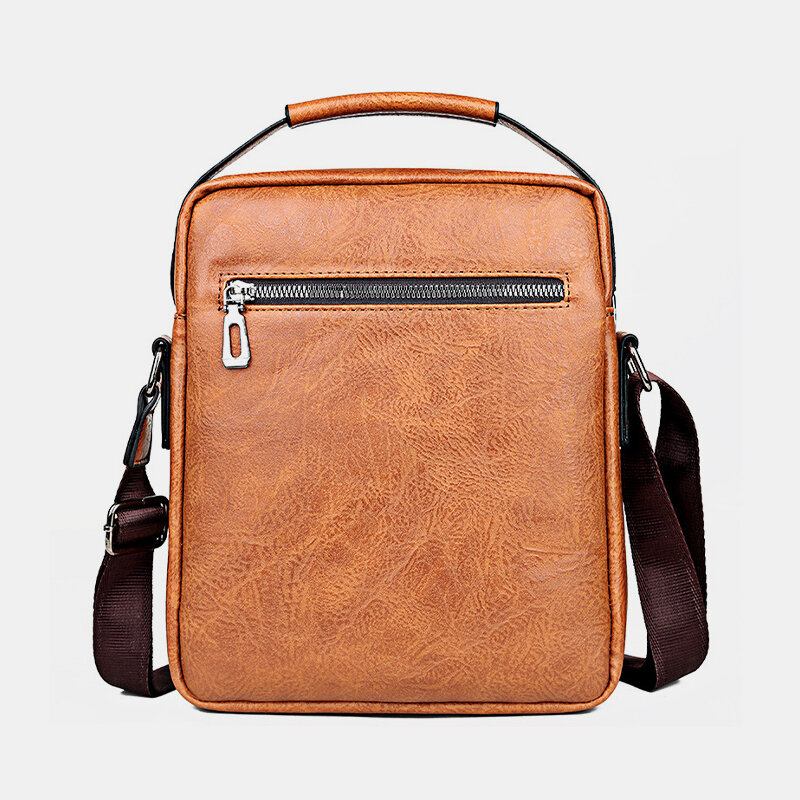 Mænd Imiteret Læder Multi-lomme Anti-tyveri Multi-layers Vandtæt Business Crossbody Taske