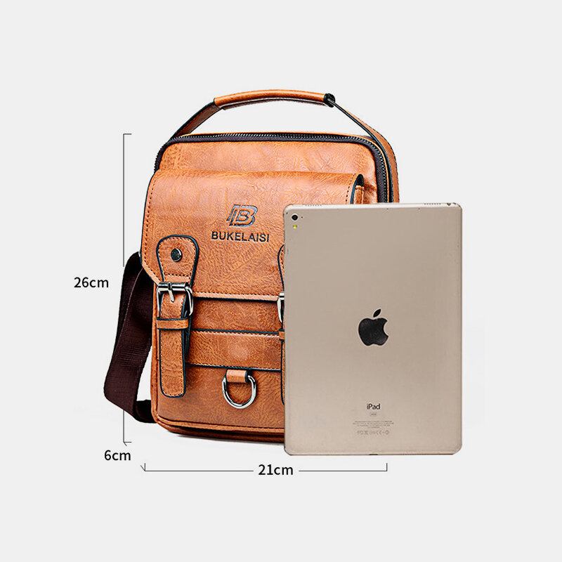 Mænd Imiteret Læder Multi-lomme Anti-tyveri Multi-layers Vandtæt Business Crossbody Taske