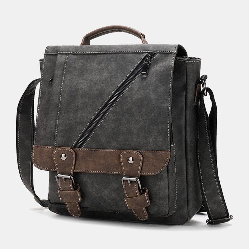 Mænd Imiteret Læder Retro Stor Kapacitet Multi-bære Håndtaske Crossbody Taske