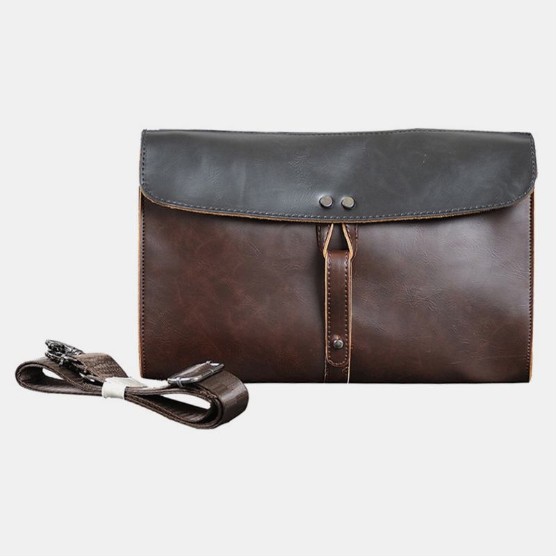 Mænd Kunstlæder Vintage Crossbody-taske Med Stor Kapacitet 13.3 Tommer Håndtaske Til Bærbar Computer Indvendigt Rum