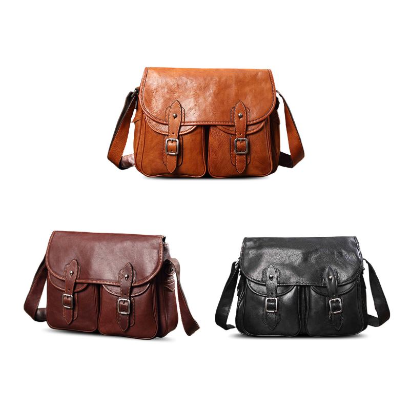 Mænd Kunstlæder Vintage Crossbody Taske Med Stor Kapacitet Retro Laptop Brief Taske