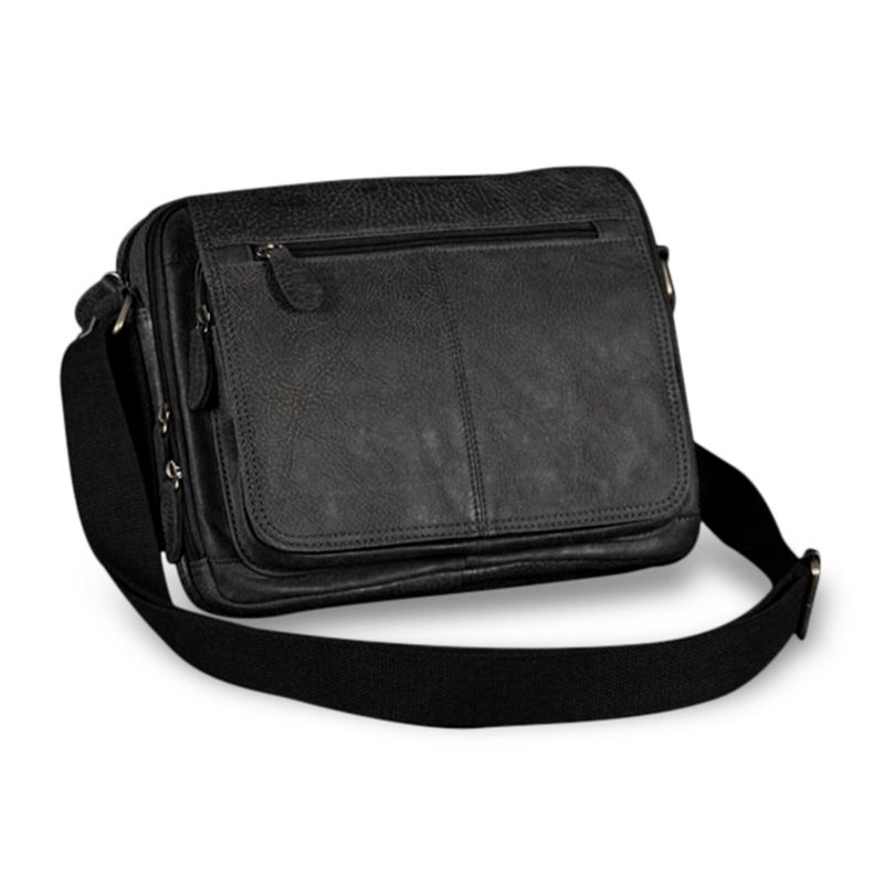 Mænd Kunstlæder Vintage Lynlås Design Crossbody Taske Retro Stor Kapacitet Taske