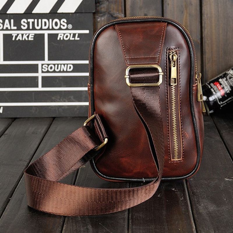 Mænd Kunstlæder Vintage Vandtæt Crossbody-taske Holdbar Bærbar Slyngetaske