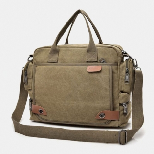 Mænd Lærred Stor Kapacitet Multi-lomme Casual 13.3 Tommer Bærbar Taske Crossbody Tasker Skuldertaske Briefcase