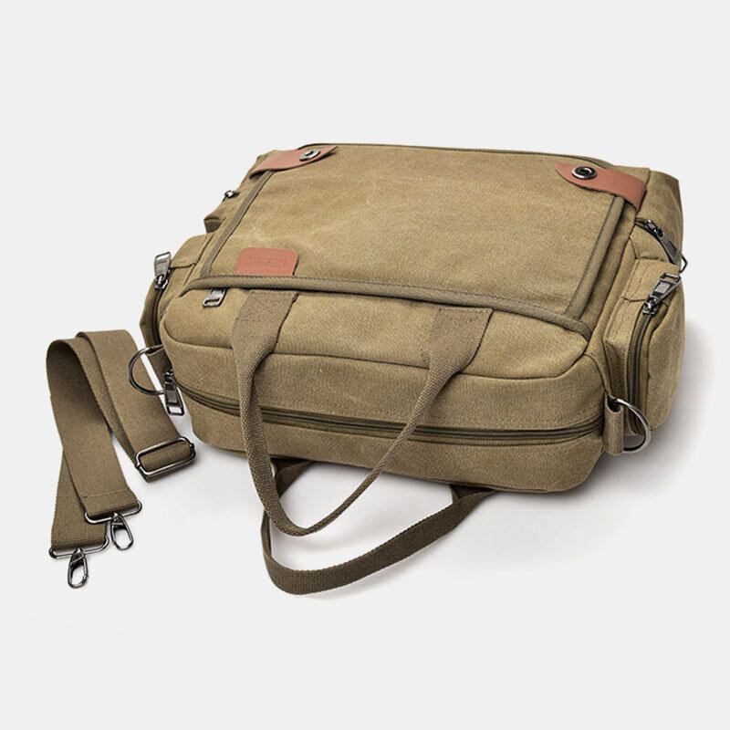 Mænd Lærred Stor Kapacitet Multi-lomme Casual 13.3 Tommer Bærbar Taske Crossbody Tasker Skuldertaske Briefcase