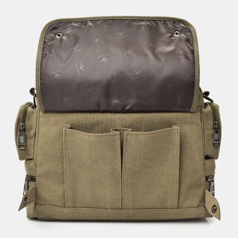 Mænd Lærred Stor Kapacitet Multi-lomme Casual 13.3 Tommer Bærbar Taske Crossbody Tasker Skuldertaske Briefcase