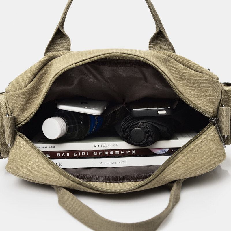 Mænd Lærred Stor Kapacitet Multi-lomme Casual 13.3 Tommer Bærbar Taske Crossbody Tasker Skuldertaske Briefcase