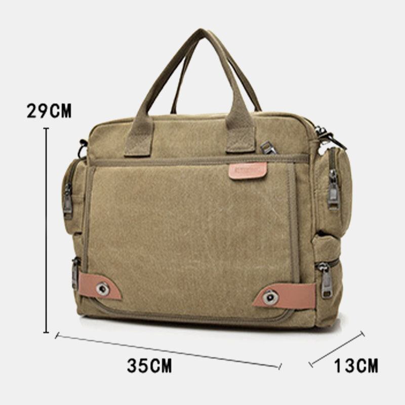 Mænd Lærred Stor Kapacitet Multi-lomme Casual 13.3 Tommer Bærbar Taske Crossbody Tasker Skuldertaske Briefcase