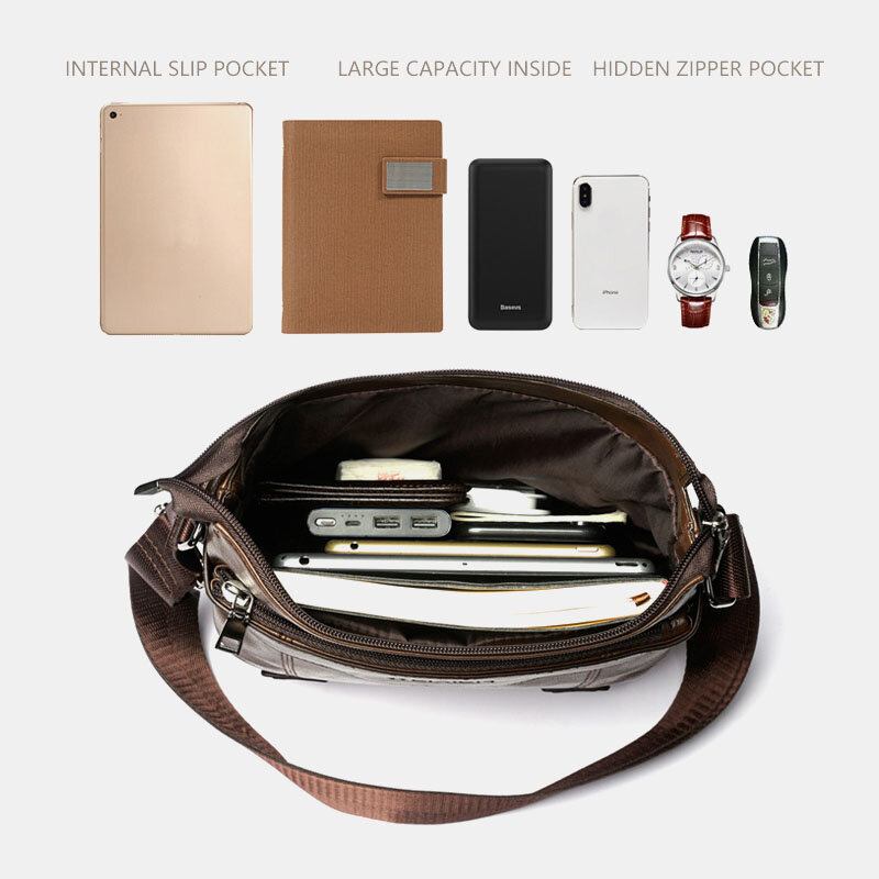 Mænd Large Capacity Crossbody Tasker Med Flere Lommer Casual Slidbestandig 6.5 Tommer Telefontaske Messenger Taske Skuldertaske