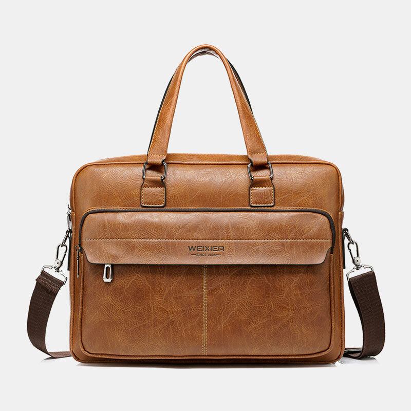 Mænd Large Capacity Vintage 13 Tommer Computertaske Messenger Taske Crossbody Tasker Skuldertaske Briefcase