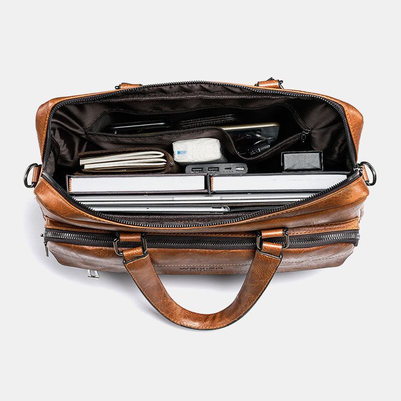 Mænd Large Capacity Vintage 13 Tommer Computertaske Messenger Taske Crossbody Tasker Skuldertaske Briefcase