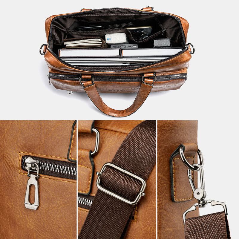 Mænd Large Capacity Vintage 13 Tommer Computertaske Messenger Taske Crossbody Tasker Skuldertaske Briefcase