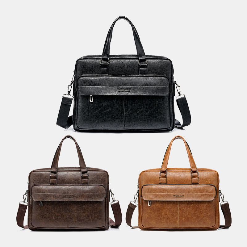 Mænd Large Capacity Vintage 13 Tommer Computertaske Messenger Taske Crossbody Tasker Skuldertaske Briefcase