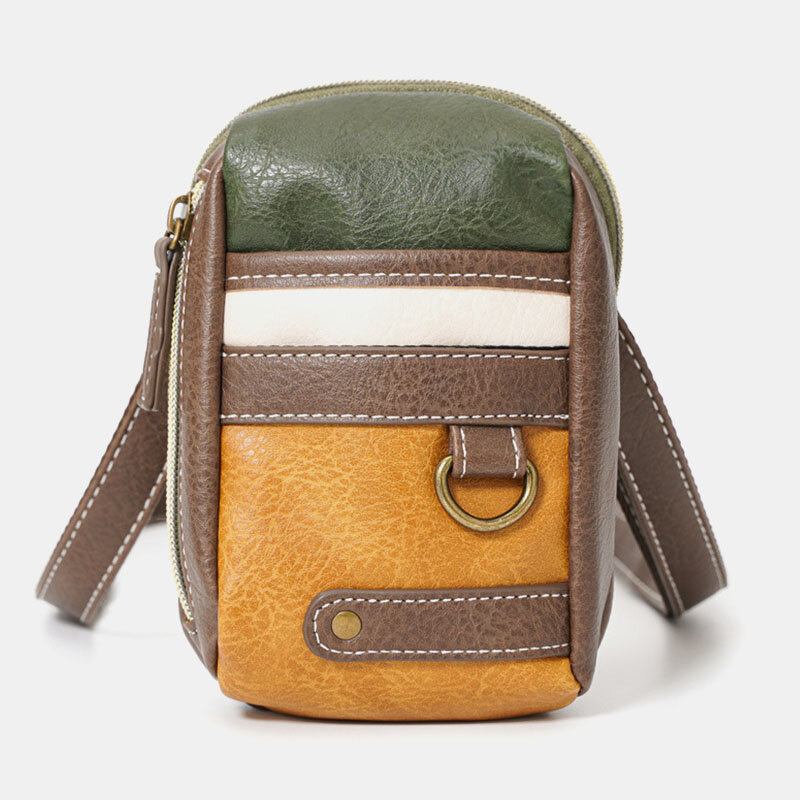 Mænd Mini Syning Farve Casual Crossbody Tasker Aftagelig Skulderrem All-match 6.5 Tommer Telefontaske